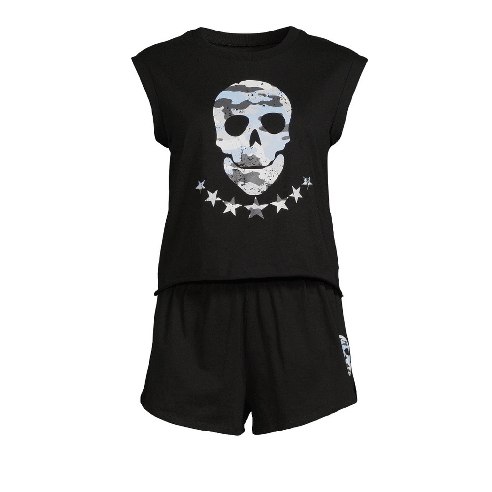 No boundaries skull short pj set size large.